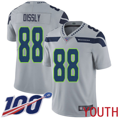 Seattle Seahawks Limited Grey Youth Will Dissly Alternate Jersey NFL Football #88 100th Season Vapor Untouchable